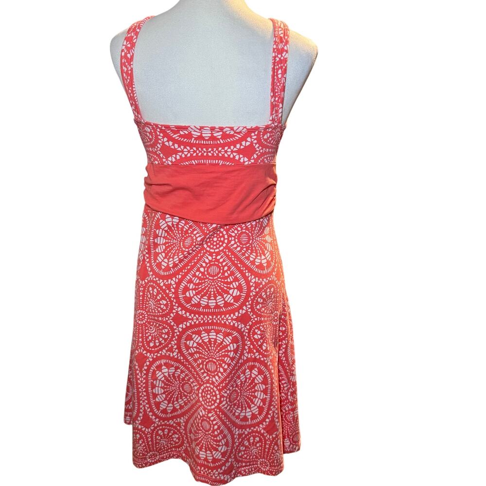 Patagonia Bandha Summer Sundress, Coral Pink Floral Geometric Print, Medium - Picture 7 of 9